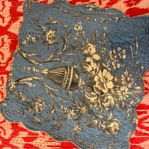 Toile Blue and cream Quilted pillow vintage shams